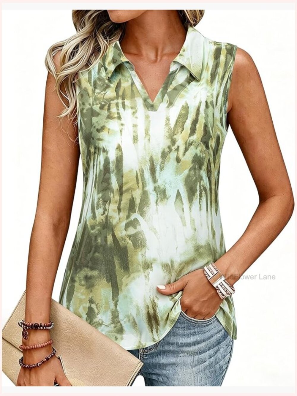 Womens Chiffon Tank Top V Neck Double Layer Sleeveless Work Blouse